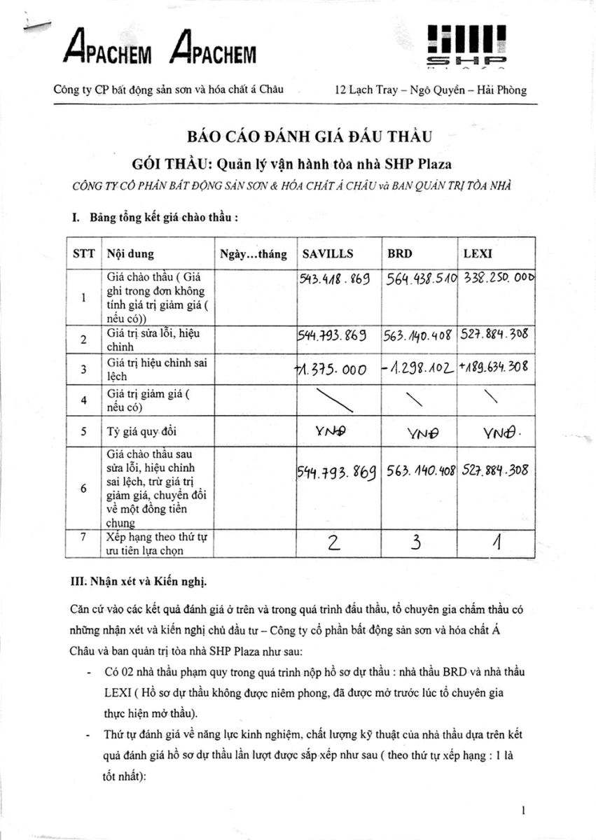 báo cáo đấu thầu